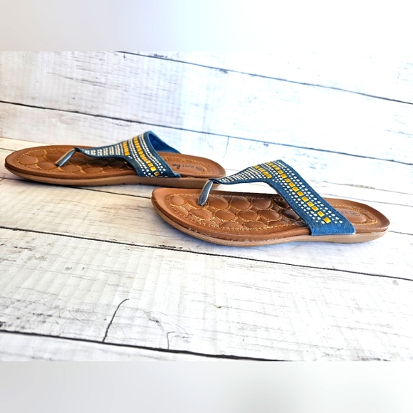 LOT of 3 Pairs Sandals Like New & New Tan Studded Orange Blue Denim Shoes 6/7 - Picture 13 of 16